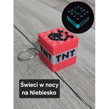 Brelok Minecraft TNT - Świeci w nocy! - Druk 3D Keychain mixGadzet