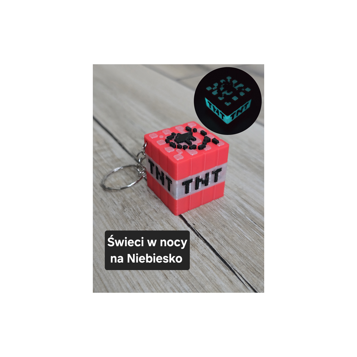 Brelok Minecraft TNT - Świeci w nocy! - Druk 3D Keychain mixGadzet