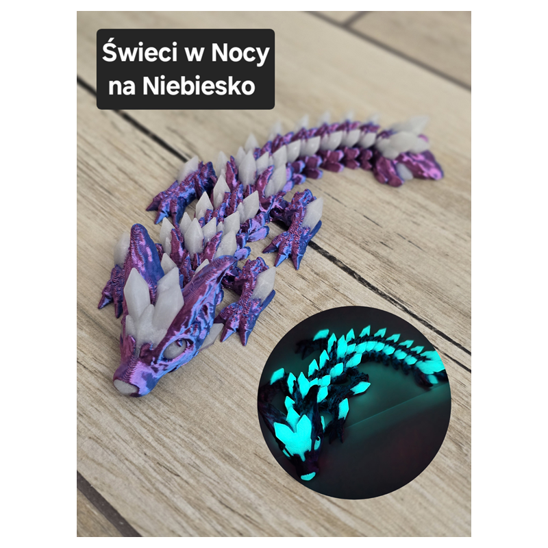 Wolf DragonCrystal 16cm - Ruchomy Świecący w Nocy - Druk 3D mixGadzet
